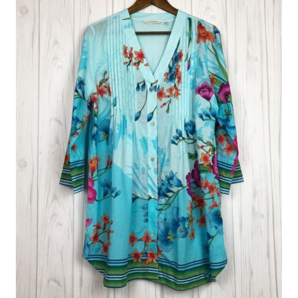 (sold) Soft Surroundings L Floral Button Tunic